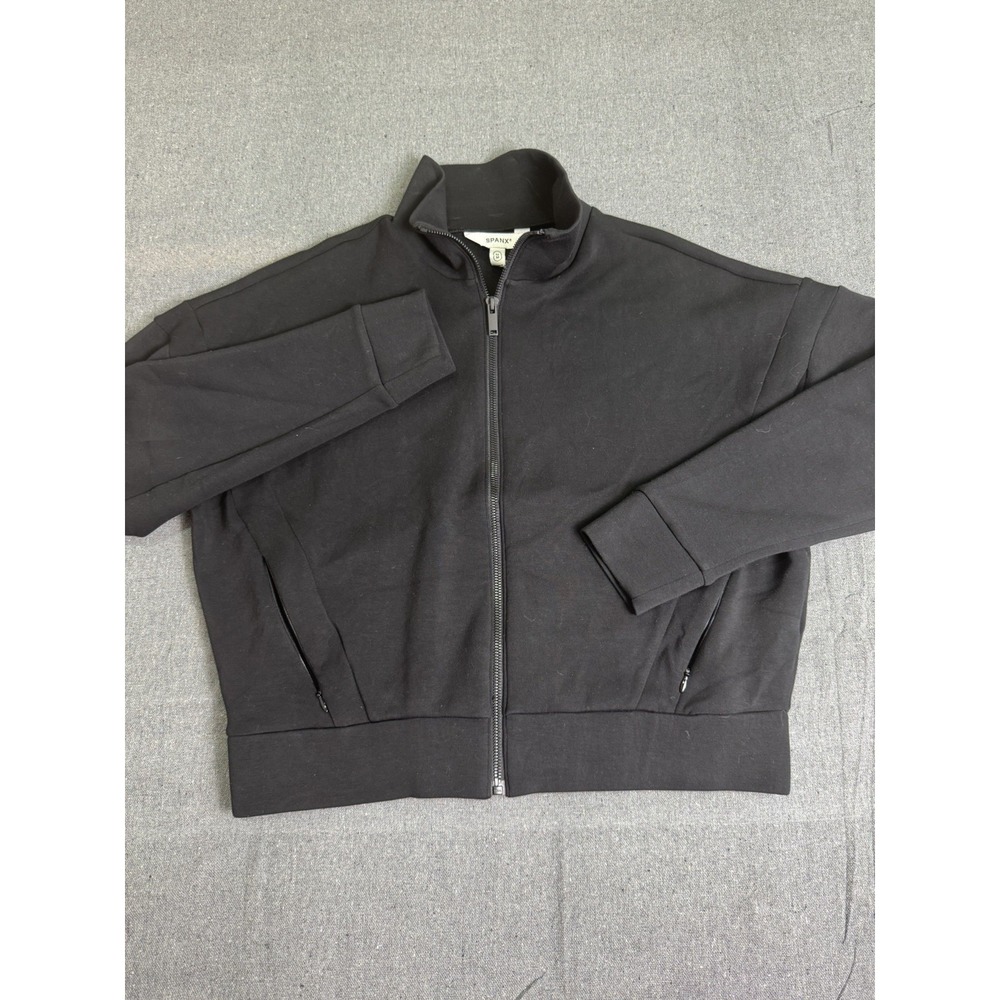 Spanx Air essentials Black Track Jacket Size M 21642R